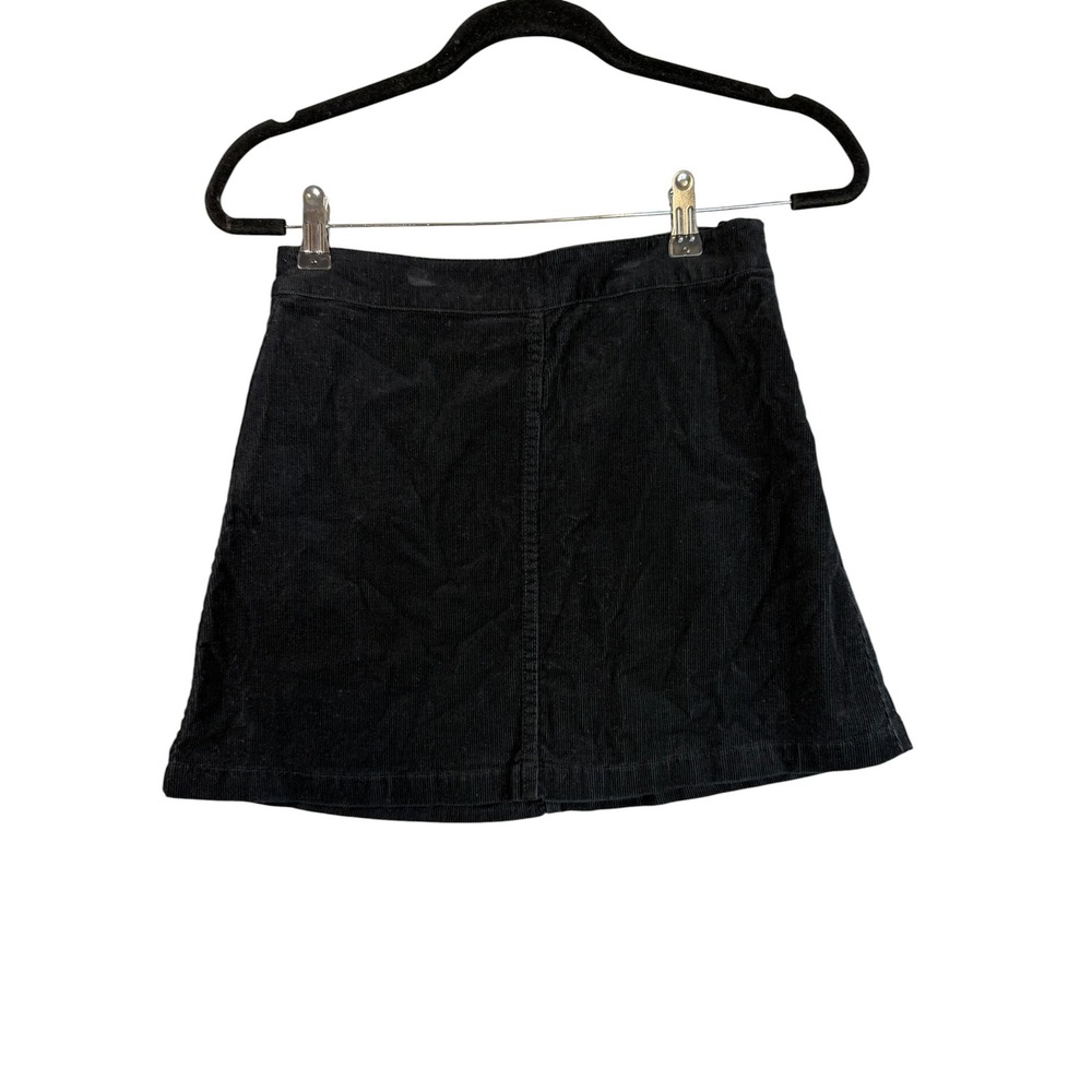 Aritzia Wilfred Free Black Corduroy Mini Skirt Side Zip A-Line Size 2